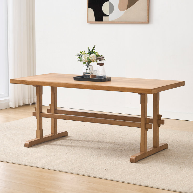 69" 6-Person Solid Wood Rectangular Dining Table, Brown