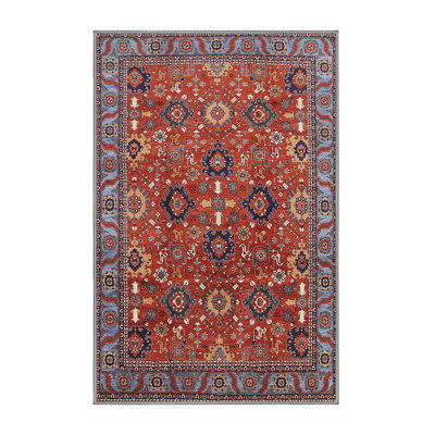Tapis oriental rouge et bleu