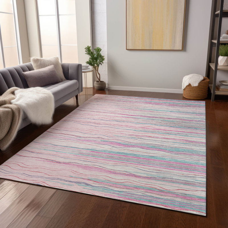 Tapis intérieur / extérieur rose Ayra , 9 pi x 12 pi
