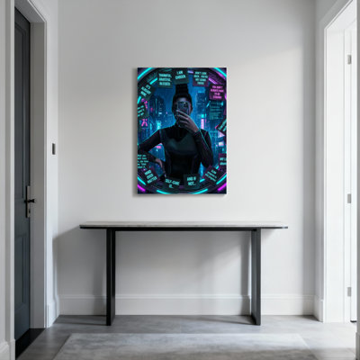«Cyberpunk with Motivational Quotes», reproduction d'art sur toile tendue sur toile, ensemble de 1