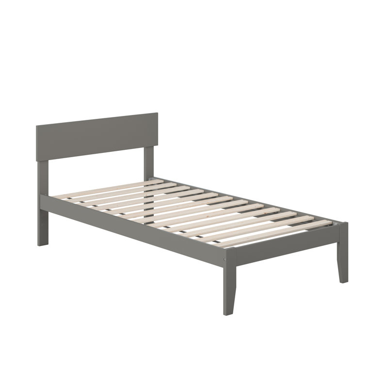 Farrah Solid Hardwood Platform Bed , Gray, Twin