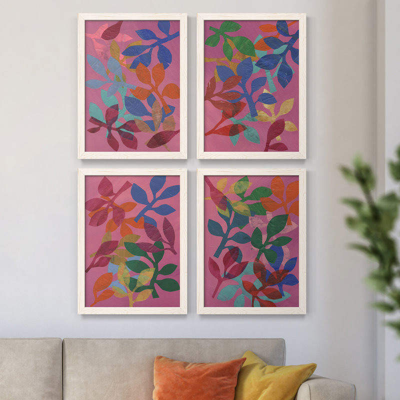 «Vivid Stems I», ensemble de 4 reproductions sur toiles encadrées, H 43,5 po x l 31,5 po x P 1 po, Blanc