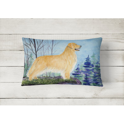 Golden Retriever Outdoor Reversible Throw Pillow