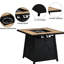 Foyer de table au propane à allumage automatique 40 000 de 28 pouces, brun, + fer, bureau à carreaux pour table d'ambiance extérieure avec couvercle imperméable, décor, cadre en métal, bureau