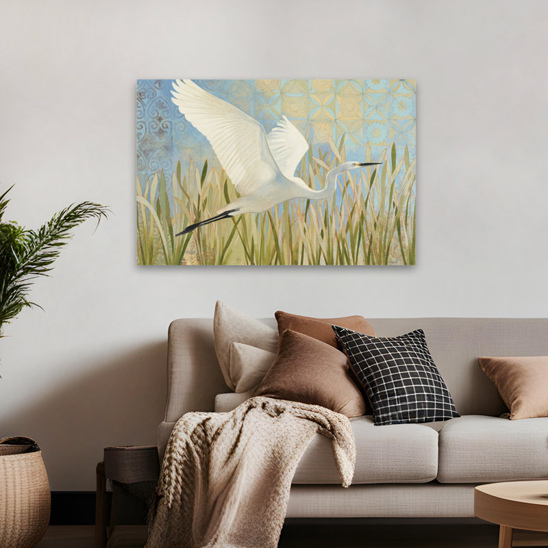 Aigrette contemporaine en vol V2, H 48 po x l 32 po