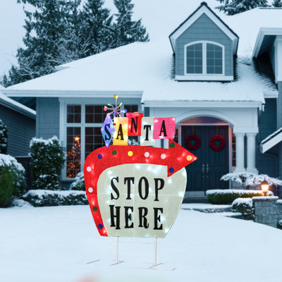 50 in. Vintage Vegas Santa Sign with LED Lights