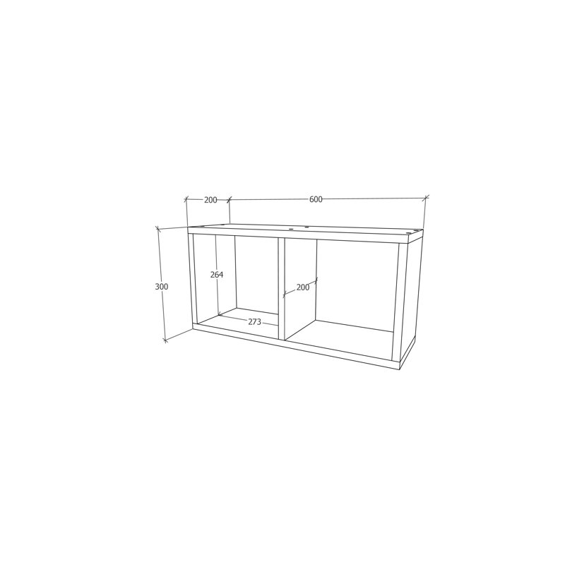 Jovonie Square Cube Shelf, 30cm H x 60cm W x 20cm D, Dark Brown