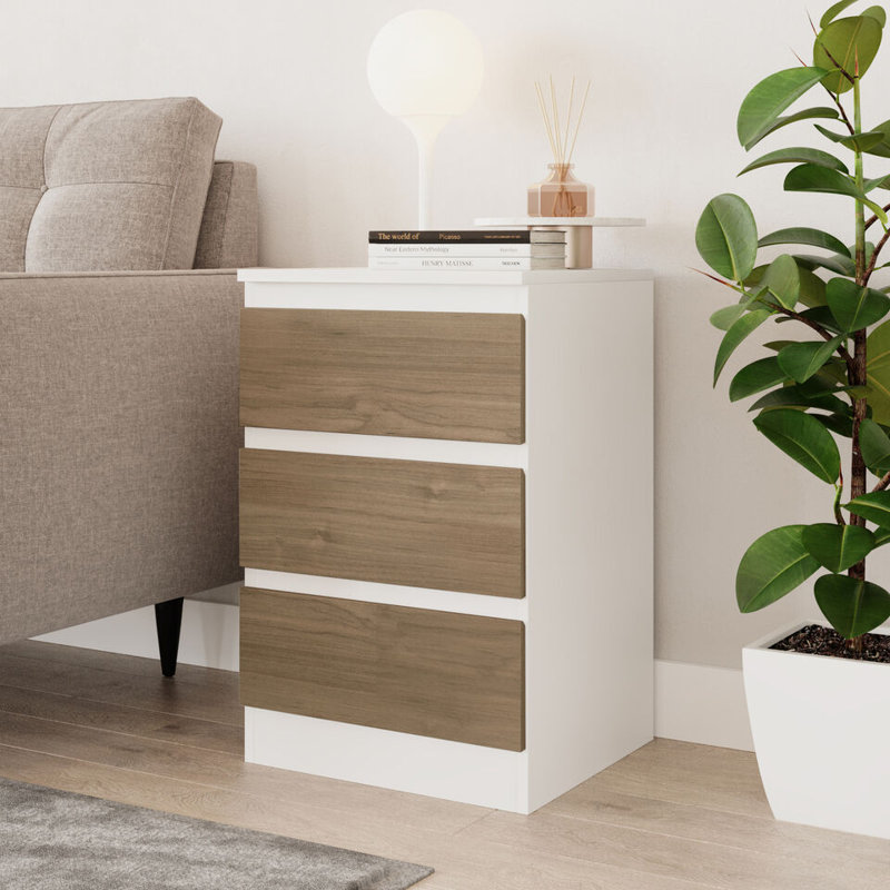Prakrit 40cm W 3 - Drawer Chest of Drawers, White/Oak