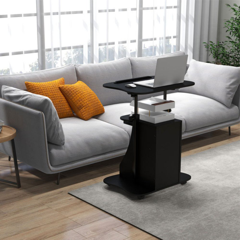 Adjustable Mobile Standing Desk Cart With Tilt Desktop And Cabinet