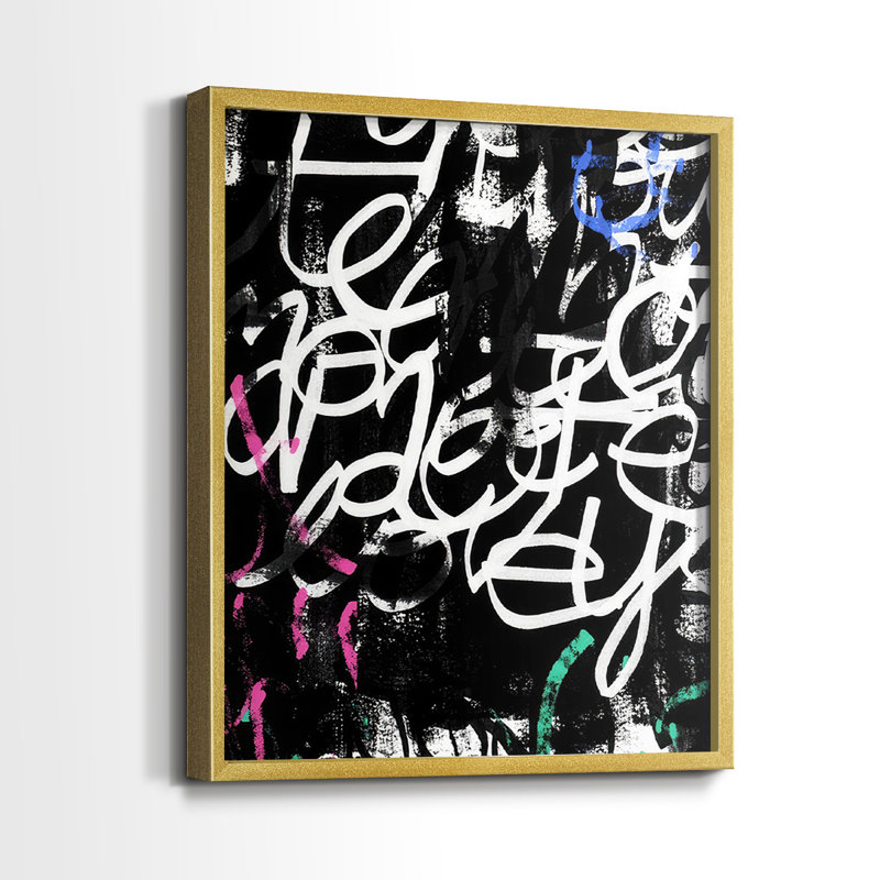 «Graffiti Scribe I», reproduction encadrée de qualité supérieure - prête à être accrochée - aucun clou requis - aucun clou requis