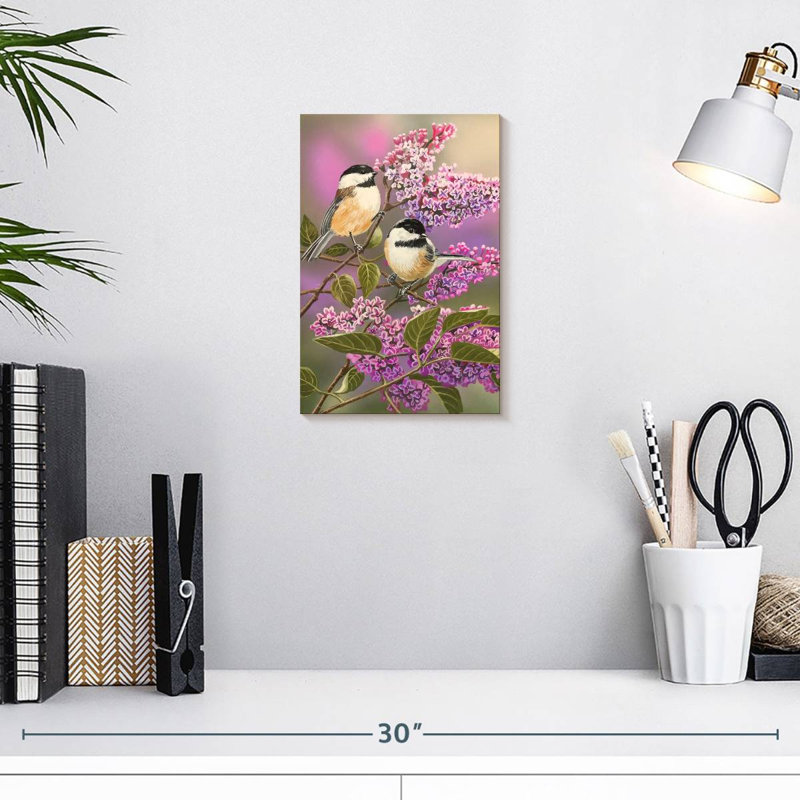 Brampt Lilacs And Chickadees, 12" H x 8" W