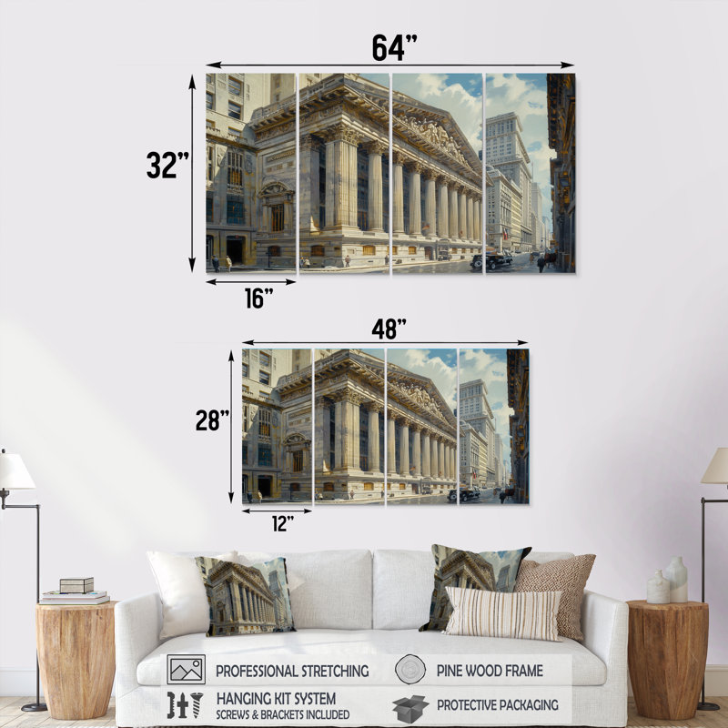 «Beige Banks», ensemble architectural sur toile «Banks», H 32 po x l 64 po
