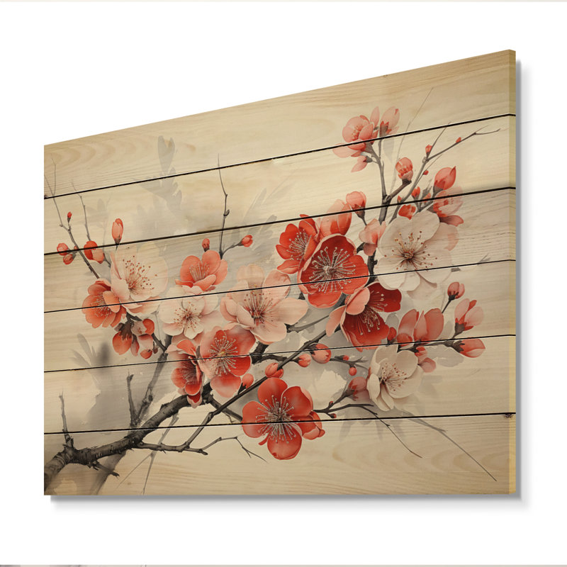 Luissa, art asiatique, pensées, fleurs I sur bois, H 10 po x l 20 po x P 0,78 po