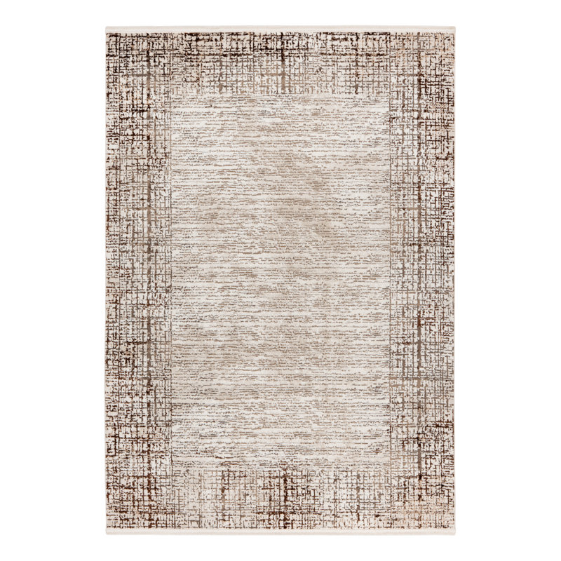 Aneke Rectangle Dhurrie Area Rug, Beige, Rectangular 80 x 150cm