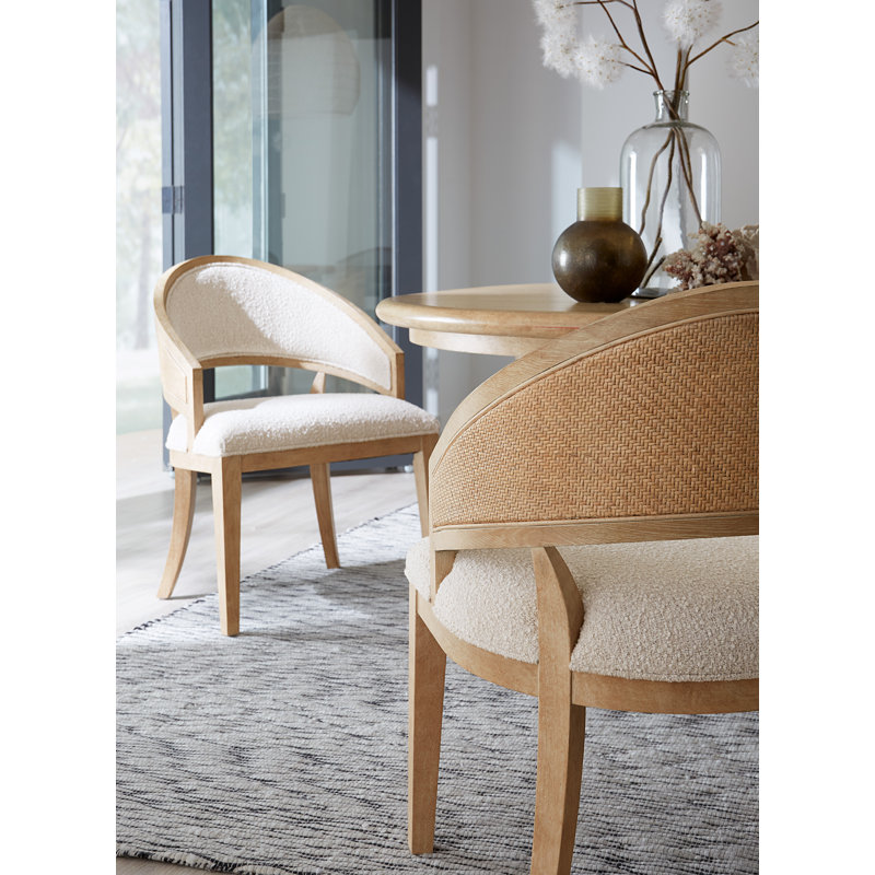 Retreat Cane Barrel Back Chair, Light Wood/Dune