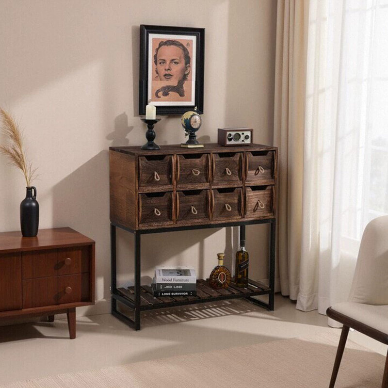 Console rectangulaire en bois massif noyer, 37.40"H×35.43"L×13.78"W