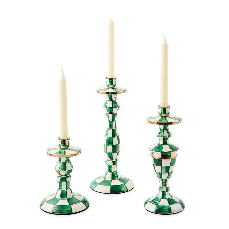 Emerald Check Medium Candlestick