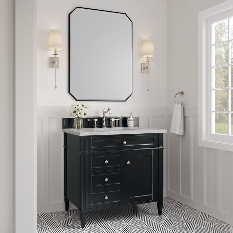 Brittany 36'' W Single Vanity, Black Onyx, Victorian Silver, 8" Widespread