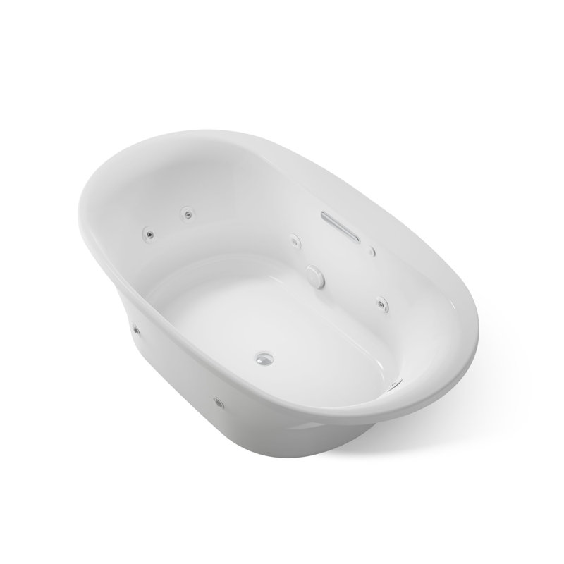 72" x 42" Drop in Whirlpool Acrylic Bathtub with Heater, Ice Grey