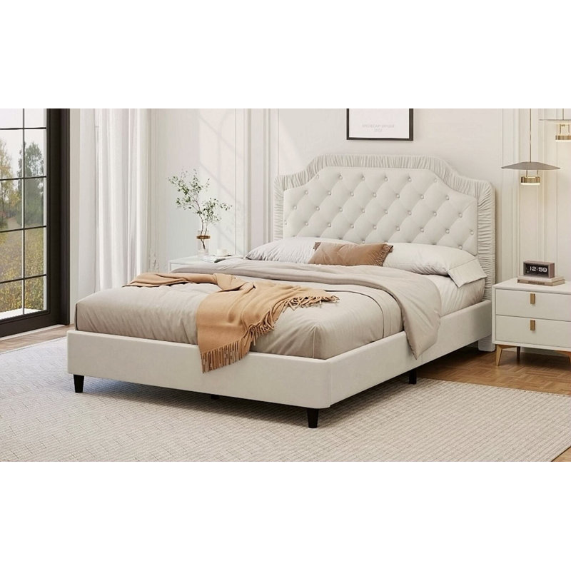 Lit tapissier Ellefson, Lit double, Blanc