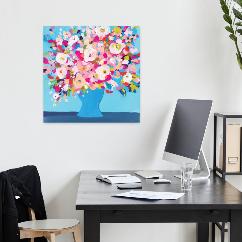Art contemporain abstrait floral, H 18 po x l 18 po