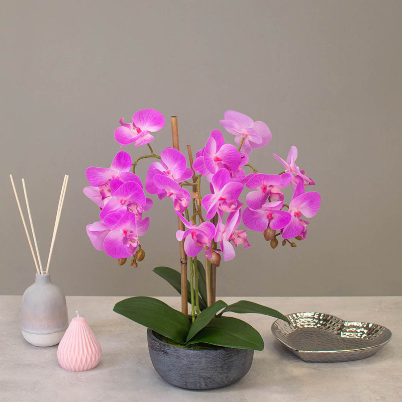 Polysilk Orchid Arrangement in Pot, 70cm H x 30cm W x 30cm D, Pink