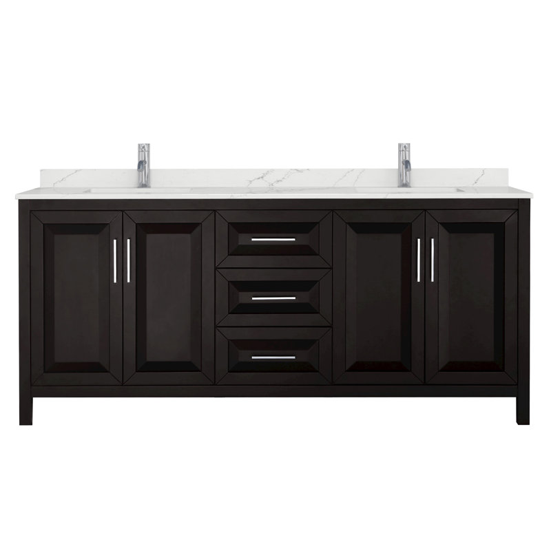 Daria 80'' W Vanity, Giotto Quartz, Brown, Polished Chrome