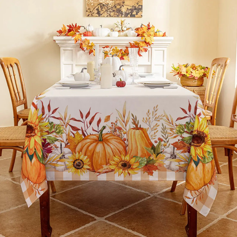 Nappe d'automne 60 x 84 pouces rectangulaire action de grâces récolte d'automne tournesol-citrouille Buffalo à carreaux pour la fête pique-nique