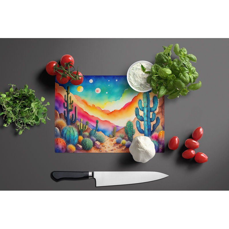Cactus in Colour Glass Cutting Board Large