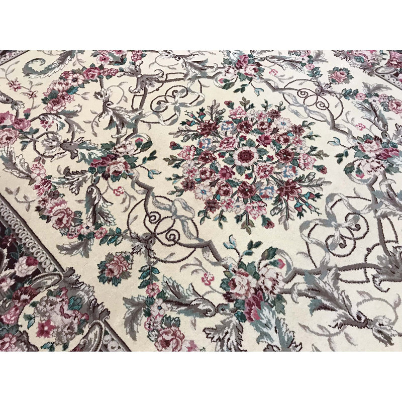 Tapis beige et vin noué à la main de haute qualité