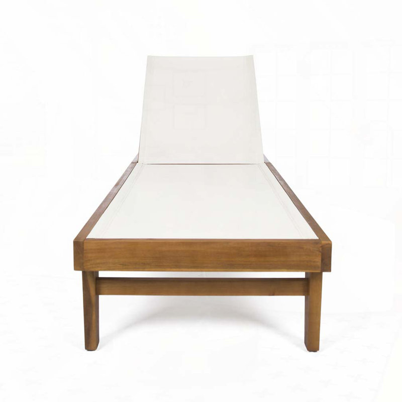 Outdoor Chaise Lounge, Teak/Beige