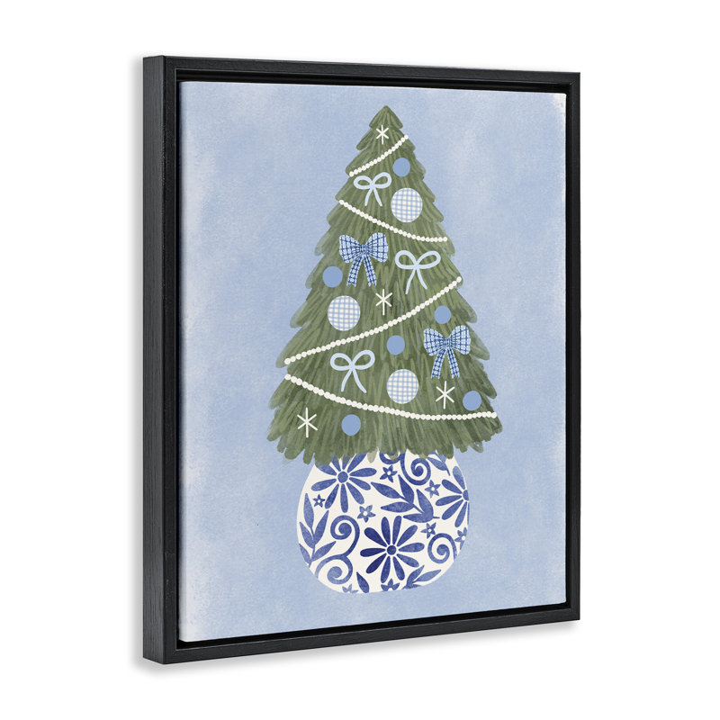Arbre de Noël encadré, art mural par Taylor Shannon Designs, H 21 po x l 17 po, Cadre flottant noir de jais