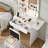 Amisted Small Makeup Vanity with LED Mirror & Outlets, Storage Drawers and 3 Shelves, Storage Stool, Bedroom-1630125949