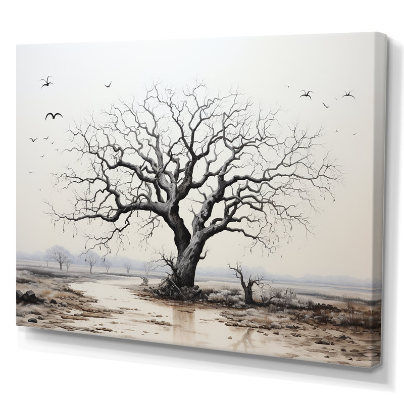 Baobab gris minimalisme III, Toile tendue, H 12 po x l 20 po x P 1 po