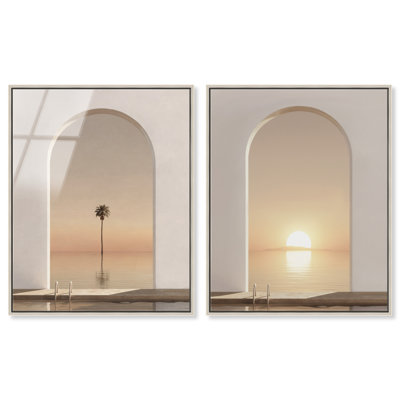 Coastal Window Set High-Gloss Frameless Acrylic Glass Wall Art Landscape & Nature Print by Oliver Gal, Ready to Hang, 16 x 20