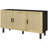 Sideboard Buffet Cabinet, Kitchen Cabinet, Coffee Bar Cabinet With 3 Rattan Doors And Adjustable Shelves-60720334