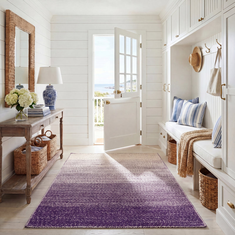 Trisler Natural Fiber Hand Loomed Jute Ombre Rug, Rectangle 5' x 8'