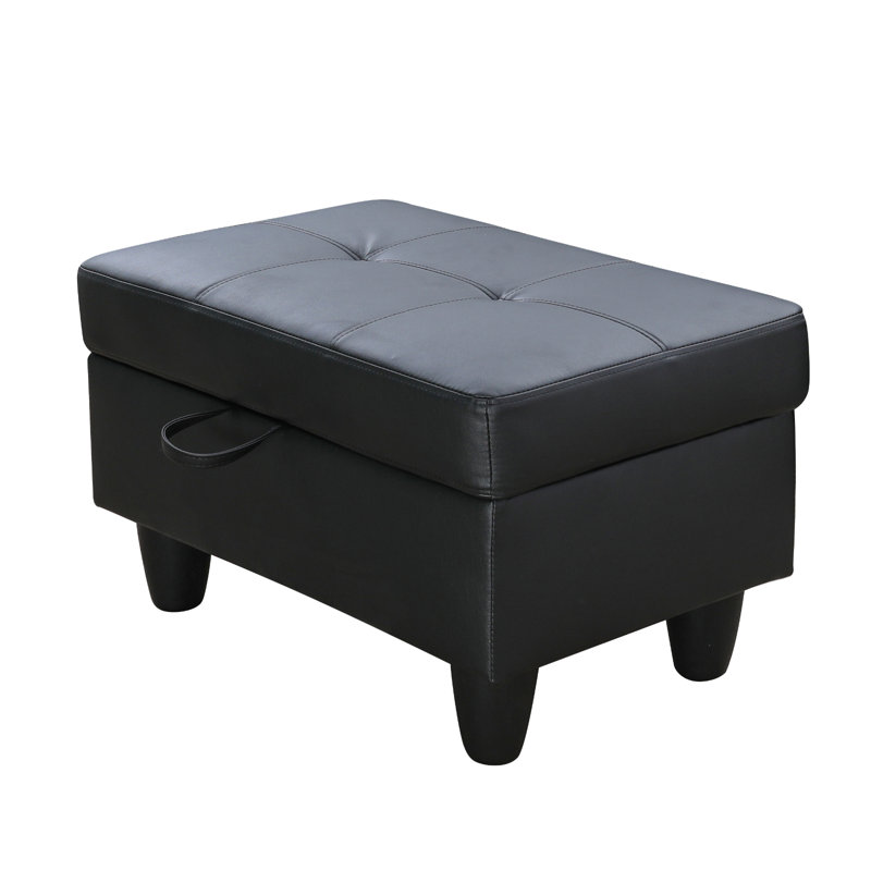 Repose-pieds moderne en similicuir avec espace de rangement pour canapés, Gris foncé