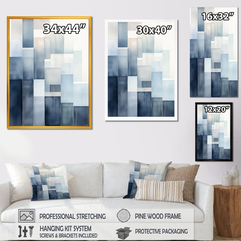 «Cubist Dreams In Faded Retro», impression d'art mural géométrique moderne, H 40 po x l 30 po, Toile tendue