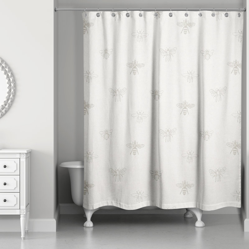 Rideau de douche simple abstrait, Gris / blanc