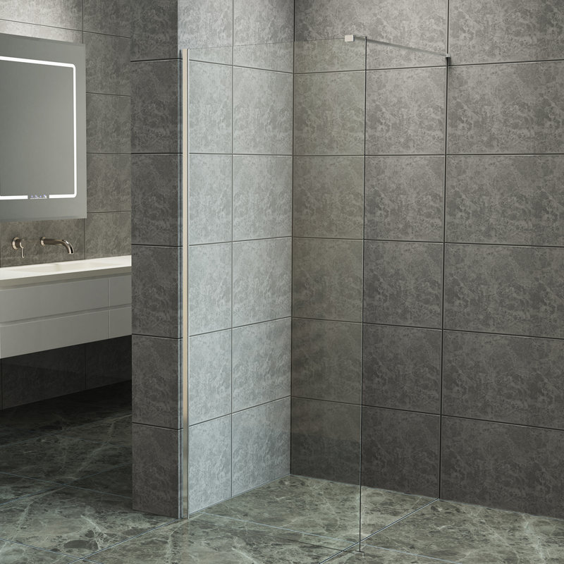 1900mm H Semi-Frameless Wet Room Glass Screens with Glass, 1900mm H x 800mm W