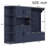 Multifunctional Left-Right Combination Hall Cabinet (Can Be Used Separately) With Storage And 4 Hooks, Storage Cabinet/ Hall Tree 2 In 1 For Living Room, Kitchen And Hallway, Antique Blue-1531948282