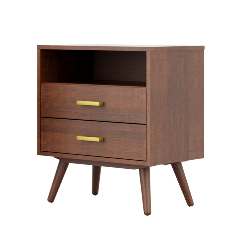 Drawer Nightstand In Dark Walnut, Brown