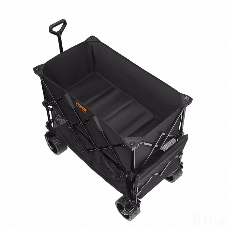 Chariot pliable à deux étages, chariot pliable 400L avec roues tout-terrain, chariot pliant robuste capacité de poids de 350 à 450 lb pour le camping, le magasinage, le jardin, rallonge extra longue de 52 po
