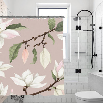Rideaux de douche Blush Magnolia Branch, 71 po x 71 po
