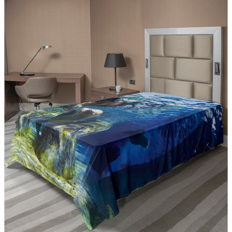Drap de dessous sous l'eau Ambesonne, Drap plat pour lit simple