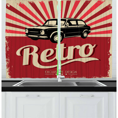 Cars 2 Piece Kitchen Curtain