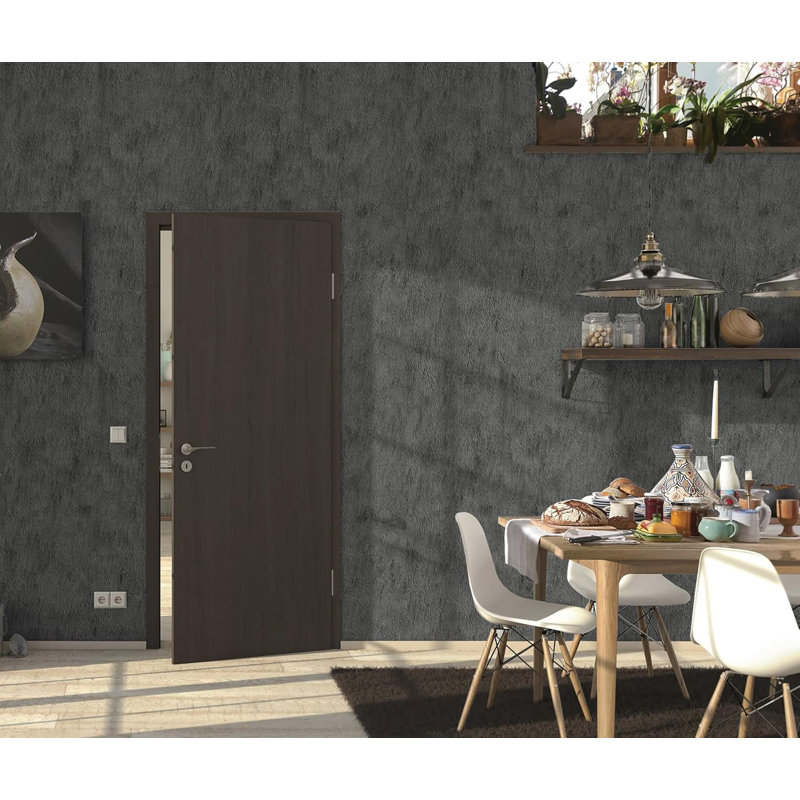 Black Cement Wallpaper Peel And Stick 15.7" X 394" Roll For Accent Wall Decor