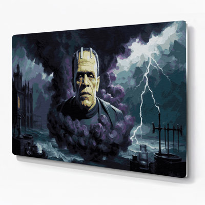 Halloween Frankensteins monster Gray Metal Wall Art