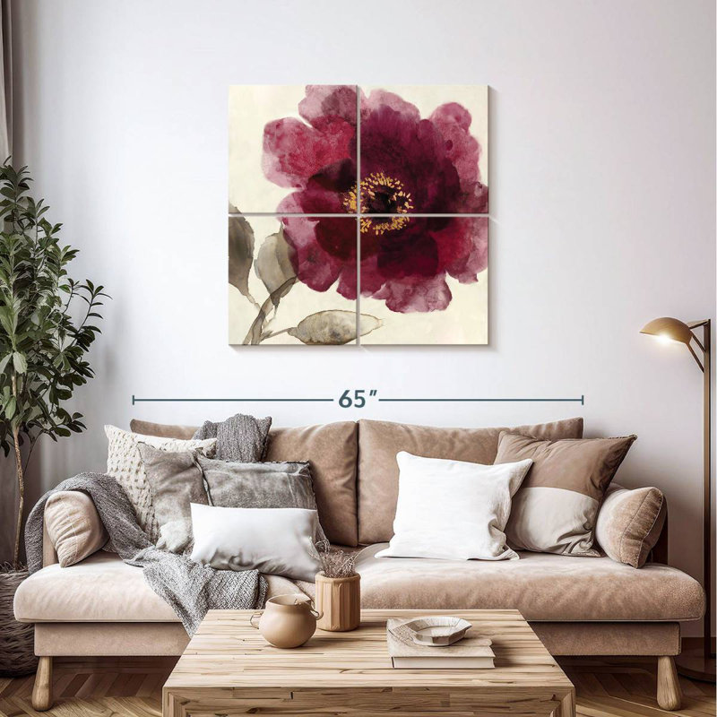 Harnek Crimson Peony I, H 38 po x l 38 po